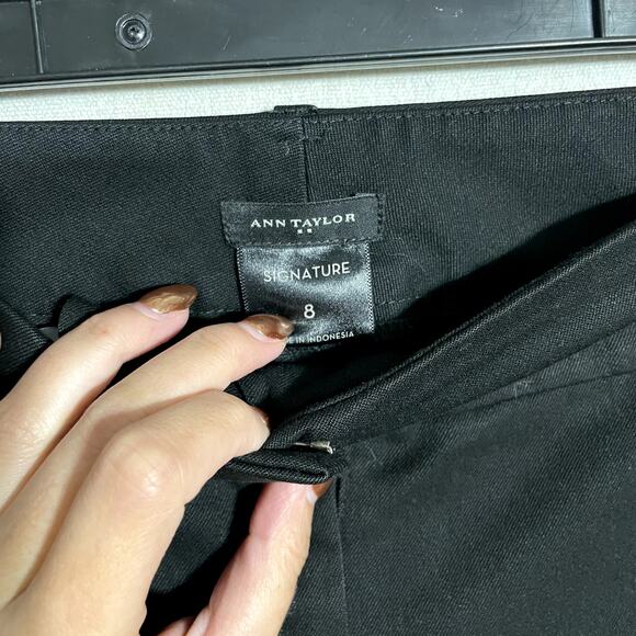 Ann Taylor Signature Fit Black Wide Leg Trousers Pants Just Below Waist - Size 8 - Picture 5 of 9